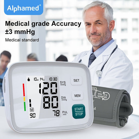 Blood Pressure Monitor Upper Arm - ALPHAMED U80E Automatic Digital Sphygmomanometer with Adjustable Cuff 8.7-17 Inch, 2×90 Group Memory, Large Display for Home Use, Battery Operated