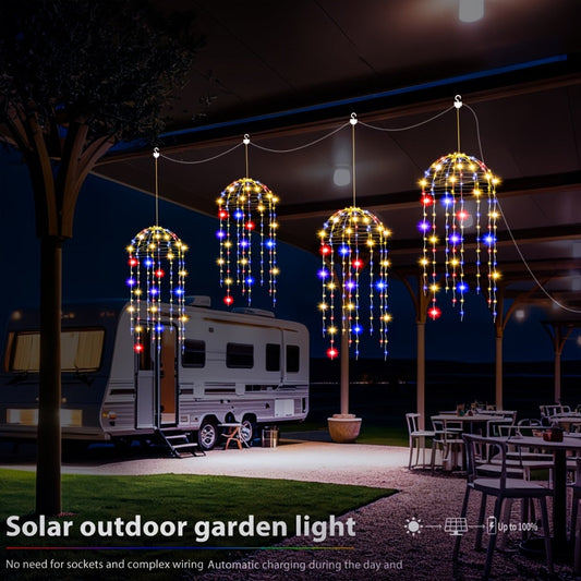 Solar Hanging Jellyfish Lights Outdoor 4 Pack – 8 Modes LED Wire Fairy Lights for Garden Patio Courtyard Wedding Valentine's Day Party Bar Holiday Decoration – White Warm White Multicolor