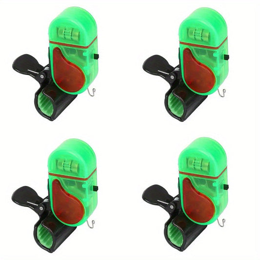 Fishing Bite Alarm Set of 4 with Sound Alert & LED Indicator – All-Weather Portable Electronic Fish Bite Detector for Night Fishing, Long-Distance Carp Fishing, Beginners & Experienced Anglers, Green