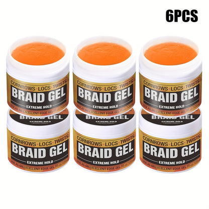 Extreme Hold Braid Gel & Edge Control Hair Wax Pomade — Anti-Frizz, Moisturizing, Long-Lasting for Braids, Locs, Twists & Sleek Styles, Natural Hair, Men & Women — 4/5/6 Pack