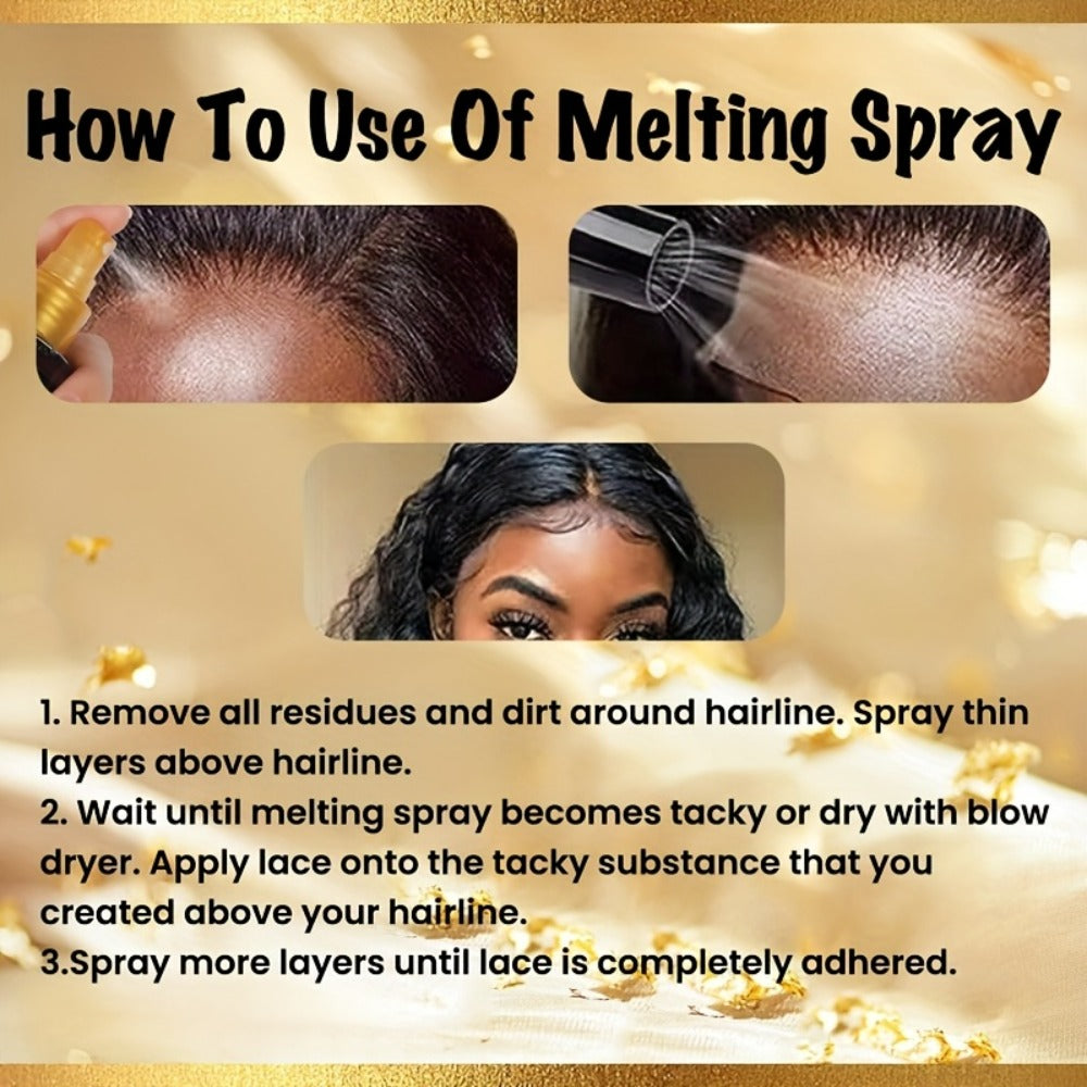 Lace Melting Spray for Wigs Invisible Hold No Residue Strong Bond Quick Dry Transparent Wig Adhesive Spray for Lace Front Full Lace Daily Styling Women