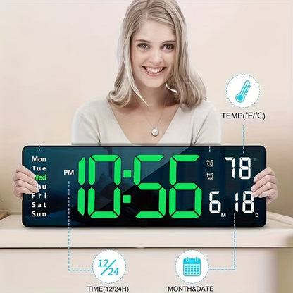 Digital Wall Clock with 16 Inch LED Color Display and Smart Auto-Dimming 10-Level Brightness