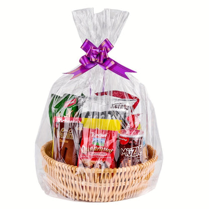 Fifty-Pack Clear Cellophane Gift Basket Bags, 18 x 30 Inch Large Transparent Wrapping Sleeves
