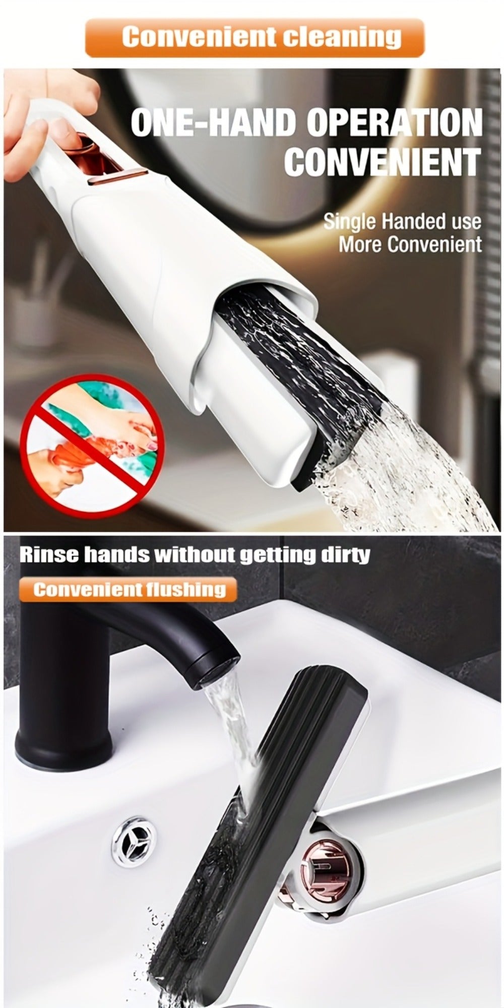 Mini Sponge Mop with Adjustable Handle & 4 Reusable Heads – Self-Squeezing Portable Cleaning Mop for Bathroom, Kitchen, Car & Window
