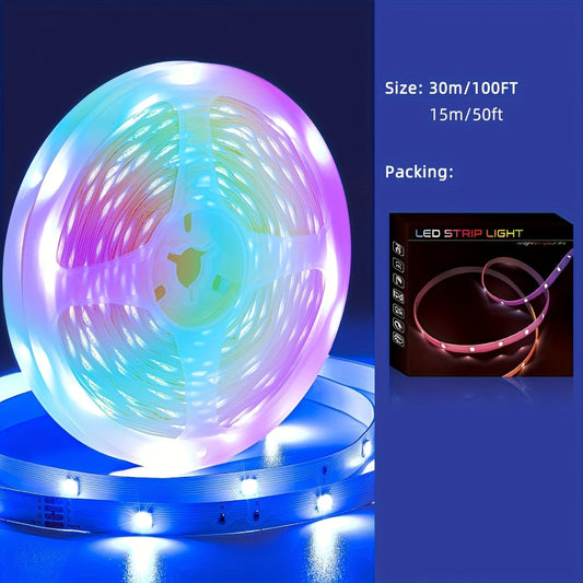 RGB LED Strip Lights for Party Wedding Event with 44-Key Remote - Colorful Color Changing Dimmable 50FT 100FT for Bedroom Kitchen Bar Holiday Home Decoration