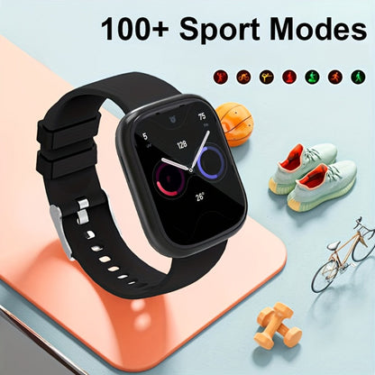 Smart Watch 1.83-Inch Edge-to-Edge Touch Display with Custom Faces, Calling and Black or Pink Bands