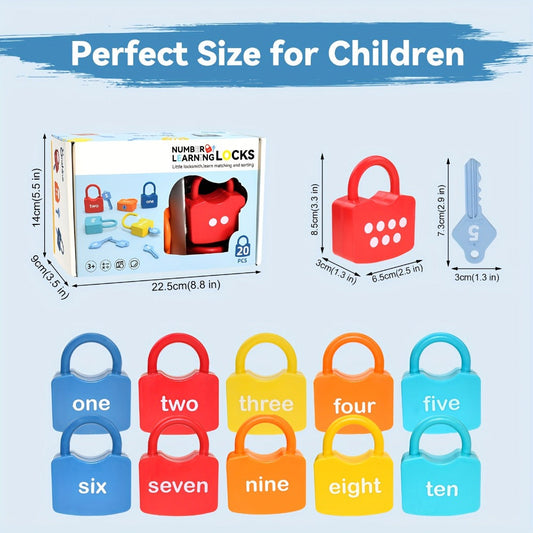 Preschool Math Lock and Key Counting Toy 10 Sets — Number Recognition Manipulative for Kids Ages 3-5, Color-Coded Kindergarten Math Activity, Montessori Hands-On Learning Toy, Birthday Christmas Gift