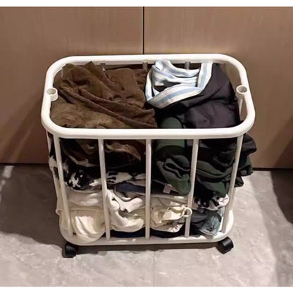 Slim Rolling Laundry Hamper in White with Tall Narrow Basket Design for Bathroom, Bedroom or Closet Storage