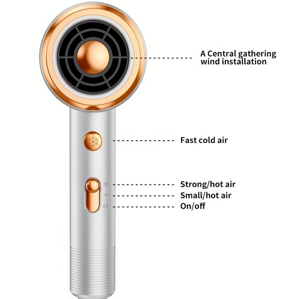 Ionic Hair Dryer 1600W with Diffuser Concentrator Nozzle 2 Speed 3 Heat Settings Cool Shot ALCI Safety Plug Brushed Motor Anti-Frizz Portable Blow Dryer for Straight Curly Wavy Hair Home Travel Salon
