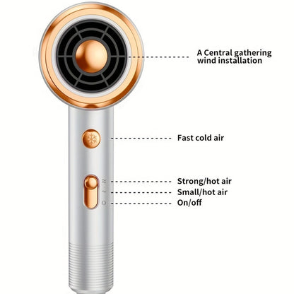 Ionic Hair Dryer 1600W with Diffuser Concentrator Nozzle 2 Speed 3 Heat Settings Cool Shot ALCI Safety Plug Brushed Motor Anti-Frizz Portable Blow Dryer for Straight Curly Wavy Hair Home Travel Salon