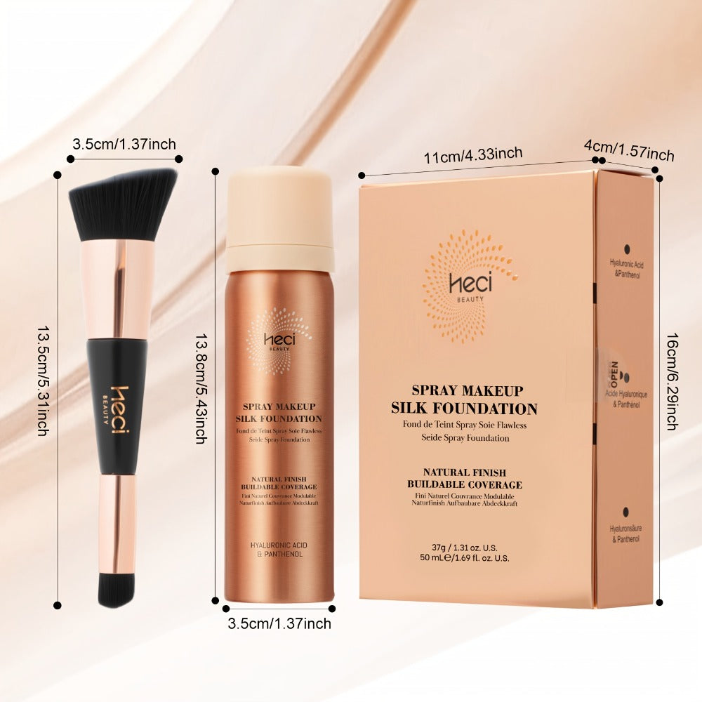 Two-Piece Spray Liquid Foundation and Brush Set with Matte Finish in Shades 110, 120 or 210