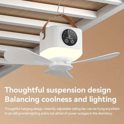 Portable Fan, USB-Powered Hanging Tent Model with Remote Control, LED Light and Optional Triangular Stand