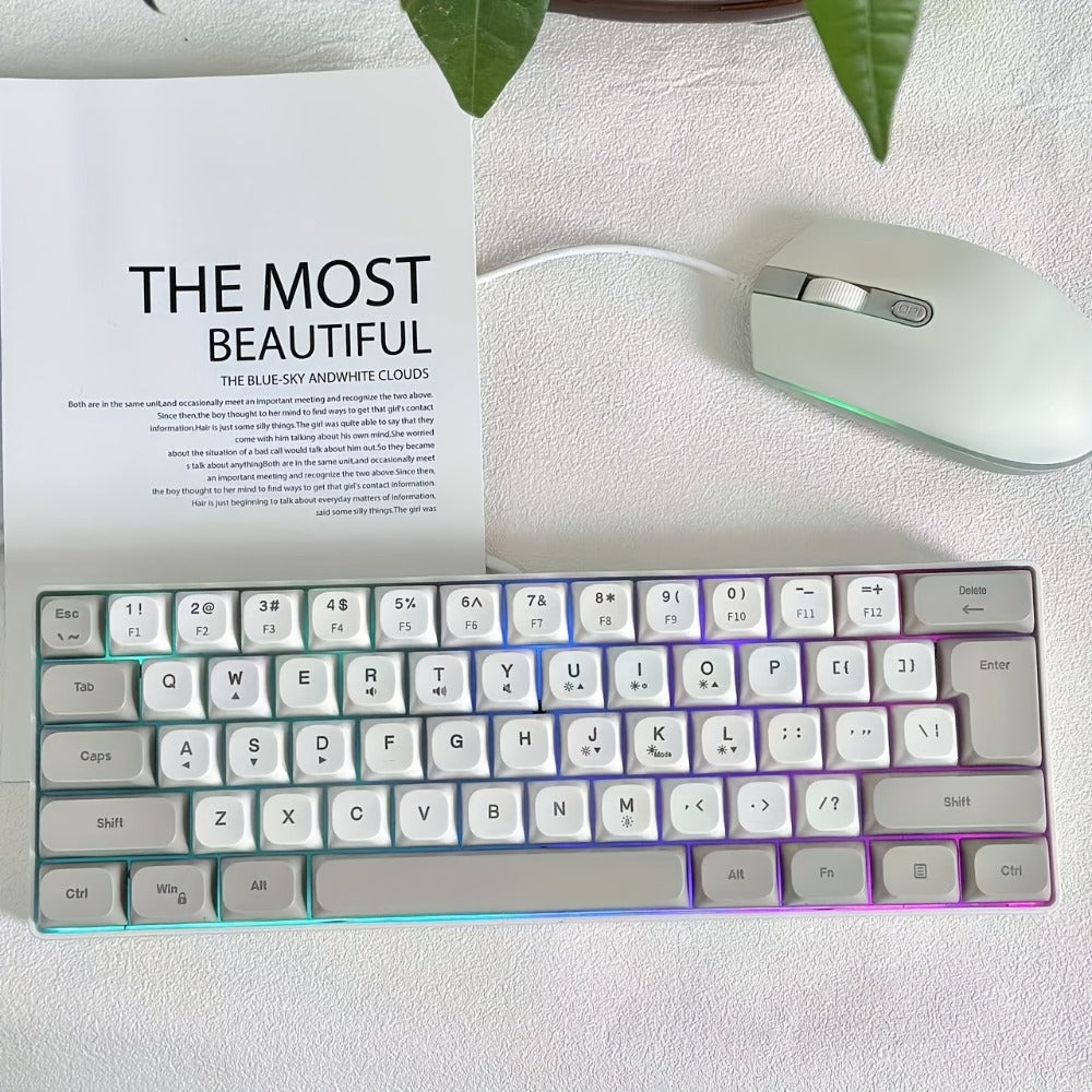 Compact Wired Gaming Keyboard in 61-Key and 68-Key Layouts with Ten Color and Mouse Options