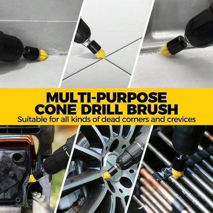 Twenty-Piece Drill Brush and Buffing Pad Kit with Scrub Heads, Sponges and Extension Rod in Yellow