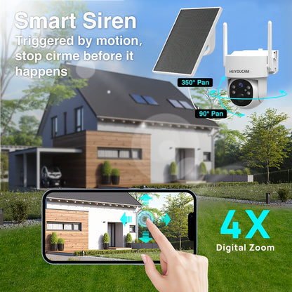 Solar PTZ Security Camera Outdoor 4K Wireless – 360° Pan Tilt Zoom, PIR Motion Detection Alarm, Full Color Night Vision, Two-Way Audio, SD & Cloud Storage, Easy Install WiFi Camera