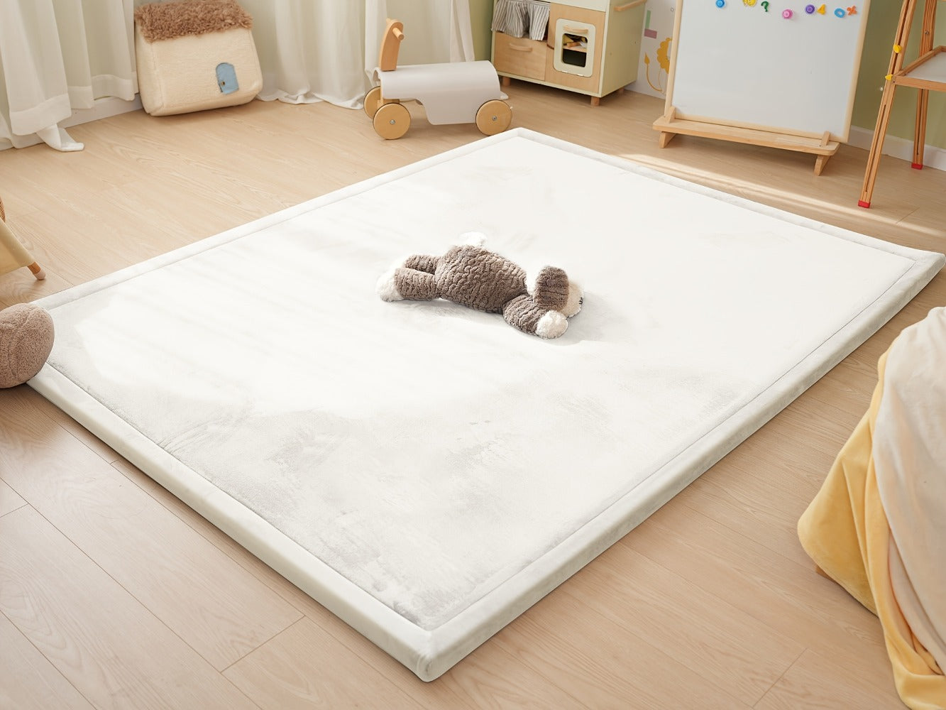 Padded Tatami-Style Area Rug in Six Solid Colors with 50-Inch Square to 79 x 118-Inch Sizes
