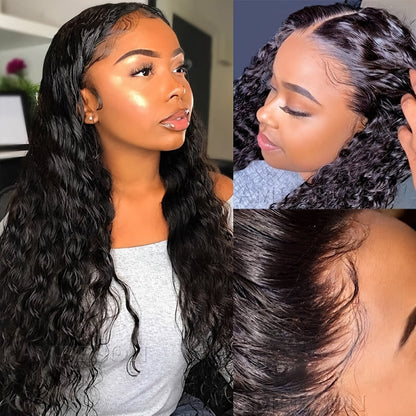 26-Inch Loose Curly 13 x 4 Lace-Front Synthetic Wig in Natural Black with Adjustable Cap and Combs