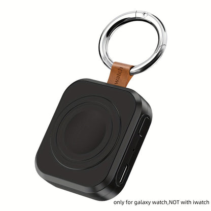 Samsung Galaxy Watch Charger Portable 1200mAh Wireless Fast Charging Power Bank Keychain Compatible Galaxy Watch 8 Ultra 7 6 Classic 5 Pro 4 3 Active 2 – Compact Travel Charger Black White