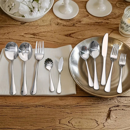 20-, 24-, 30- or 65-Piece Flatware Set in Silver or Black with Option-Specific Serving Utensils