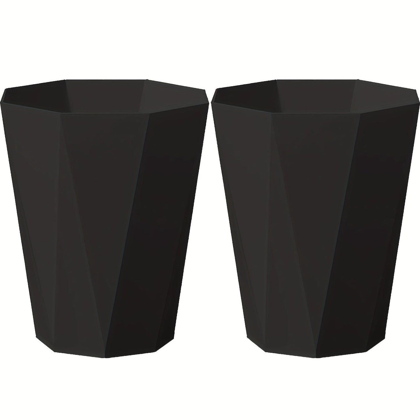 Trash Can 2 Pack Nordic Octagonal Wastebasket - Small Open Top Geometric Plastic Waste Bin with Brushed Finish for Bathroom, Bedroom, Kitchen, Home Office, Modern Scandinavian Decor Trash Bin Set