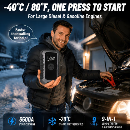 160PSI Air Pump Jump Starter 12V – Portable Car Emergency Starter, LED Light & Battery Charger, Winter Essential, 2 Styles