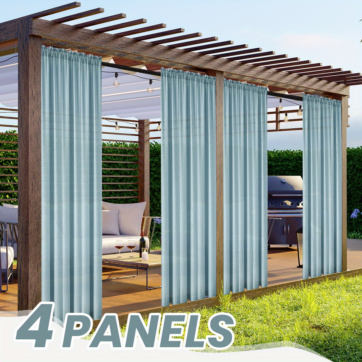 Sheer Curtains 4 Panels Rod Pocket Semi-Sheer Linen Look Light Filtering Privacy Drapes for Living Room Bedroom Patio – All Season, Woven, Unlined, Multi-Color