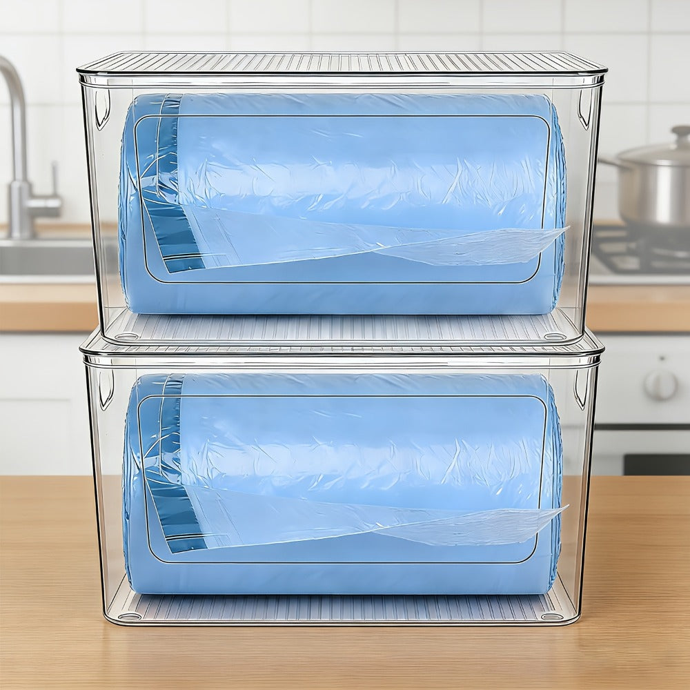 Trash Bag Storage Organizer Dispenser 2-Pack for 13, 30 or 33-Gallon Bags with Lids for Under-Sink Use