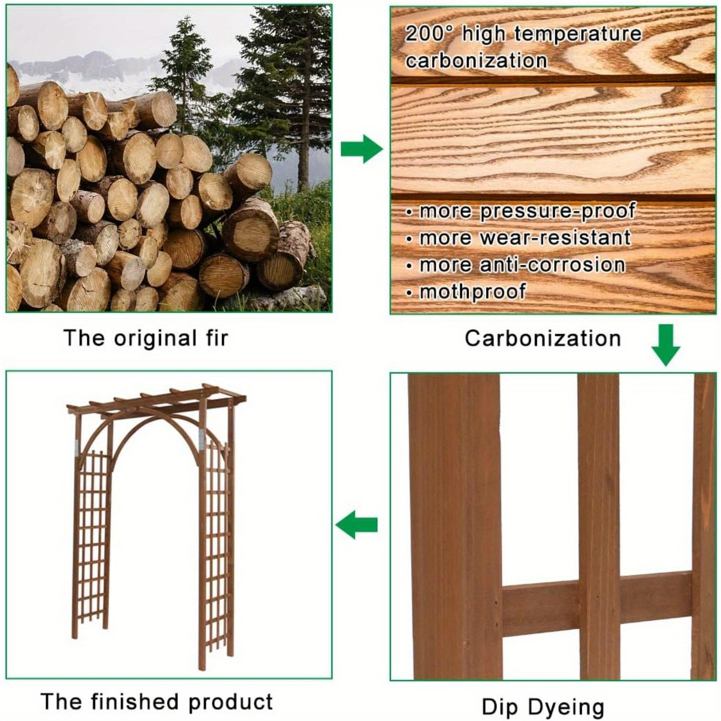 85" Brown Wooden Wedding Arch - Garden Arbor for Ceremonies, Plant Trellis, Backyard Pergola, And Christmas Decoration