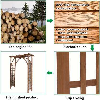85" Brown Wooden Wedding Arch - Garden Arbor for Ceremonies, Plant Trellis, Backyard Pergola, And Christmas Decoration