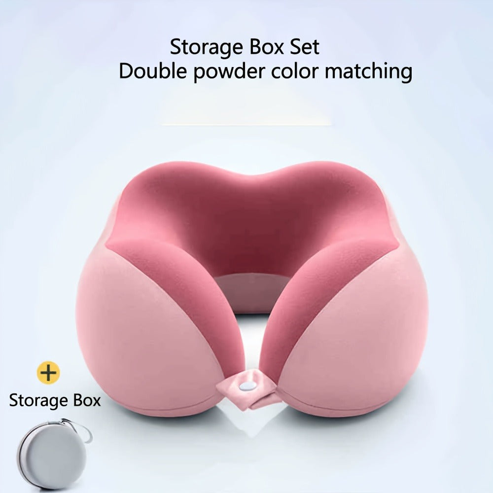 Memory Foam Travel Neck Pillow with Storage Bag – Ergonomic Slow Rebound Support, Machine Washable Cover, for Travel, Office & Napping
