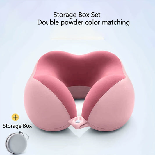 Memory Foam Travel Neck Pillow with Storage Bag – Ergonomic Slow Rebound Support, Machine Washable Cover, for Travel, Office & Napping