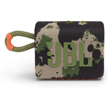 JBL Go 3 IP67 Waterproof Portable Bluetooth Speaker, Big Audio & Punchy Bass, 5-Hour Playtime, USB-C Fast Charge, Rugged Fabric Design with Carry Loop for Outdoor Travel Beach Shower