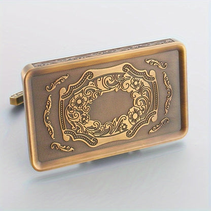 Golden Wall-Mounted Toilet Paper Holder with Embossed Vintage-Style Shelf, Roll Bar and Side Hook