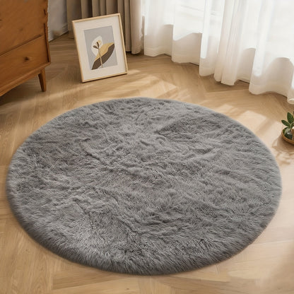 Round Shaggy Area Rug in Seven Solid or Tie-Dye Colors with 4 x 4-Foot to 8 x 8-Foot Sizes