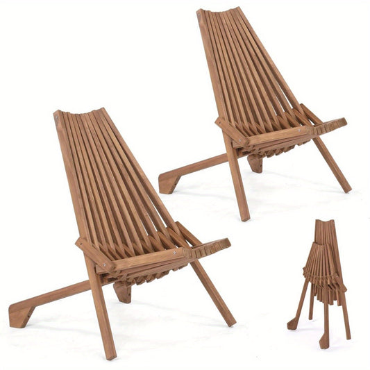 Wood Folding Outdoor Chairs Set of 1/2/4 – Patio Lounge Chair 350LBS