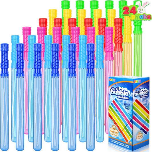 Giant Bubble Wands 24 Pack Bulk – 14.6 Inch Big Bubble Maker Set in 6 Colors, Summer Outdoor Party Favors for Kids, Easter Basket Stuffers, Birthday Carnival Pool Activity Supplies