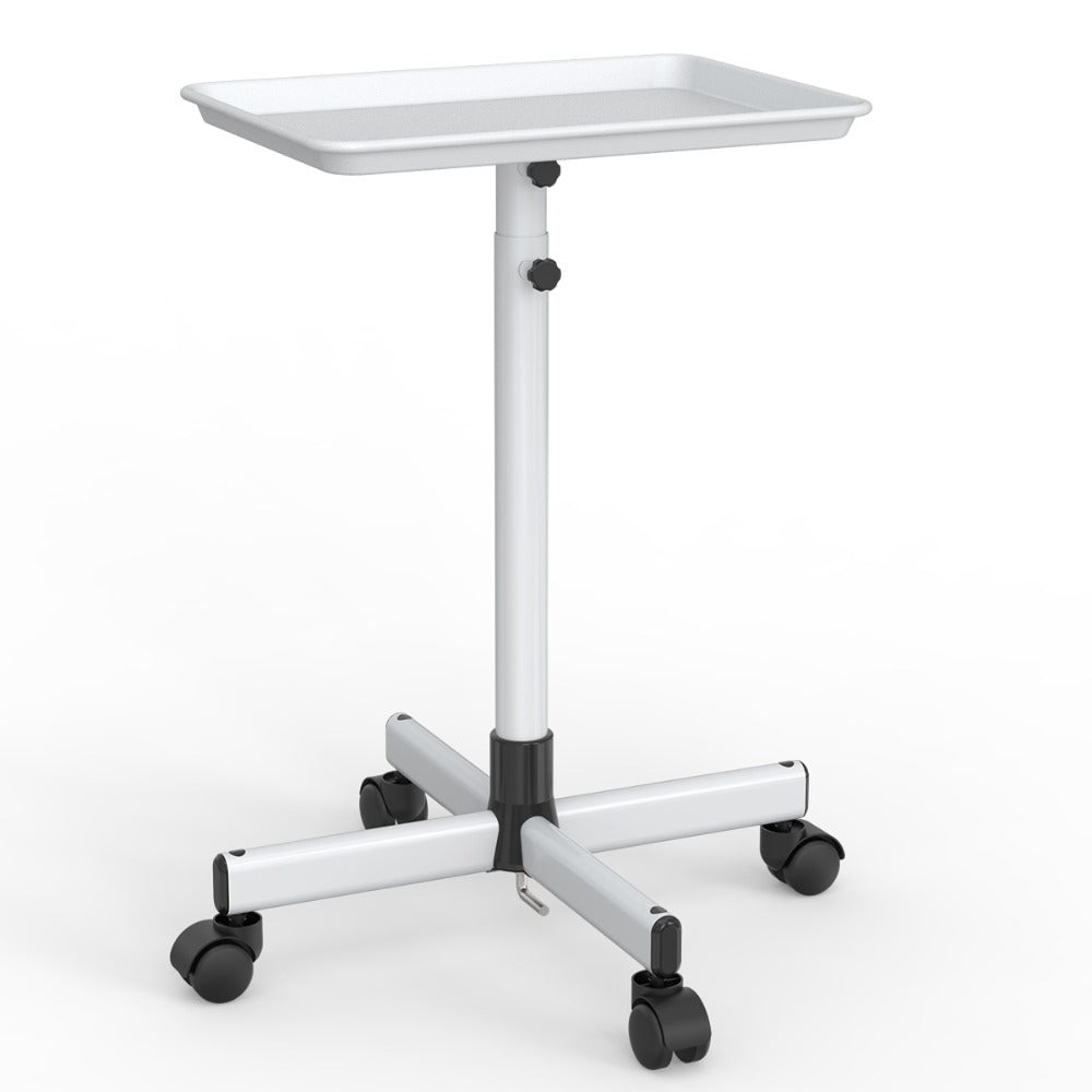 Salon Trolley Cart Height Adjustable 30 to 42 Inch Rolling Tray Table on Wheels Lockable Casters for Hair Stylist Barber Esthetician Nail Salon Spa Beauty Station Silver