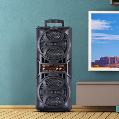 Bluetooth Speaker DAFENG Dual 6.5-Inch Karaoke Trolley with Wired Microphone, LED Lights, USB, TF and AUX