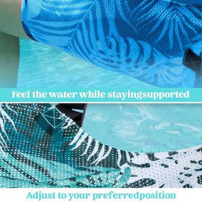 Leaf-Print Inflatable Pool Float Chair with Mesh Sling Seat in Blue, Blue-Green or Red-Cyan Checkout Options