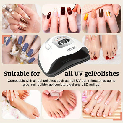 White Arch LED Nail Lamp with 380W and 81-Bead Labels, LCD Display and Four Timer Settings