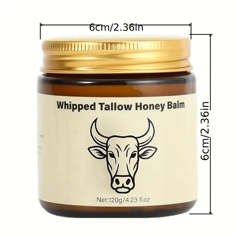 Body Cream 2-Pack Whipped Tallow Honey Balm in 120g Jars for Face, Hands and Everyday Body Care