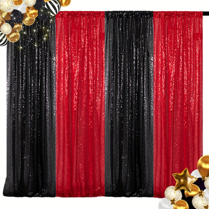 Sequin Backdrop Curtain 4 Panels 2FTx8FT – Shimmer Glitter Background for Wedding Party Photo Booth Decoration