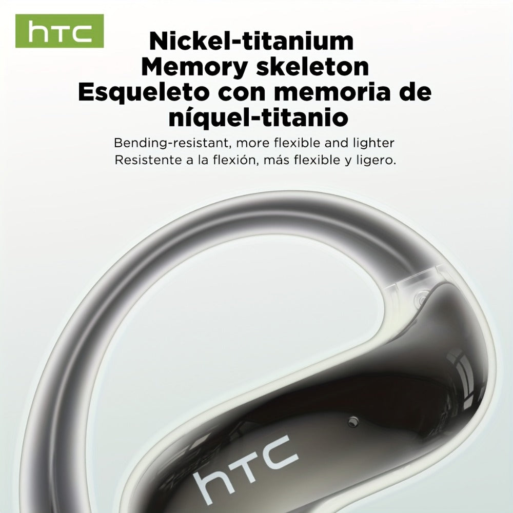 HTC NE19 Open-Ear AI Translation Earbuds with Oval Charging Case in Black, Gunmetal, Beige or Purple