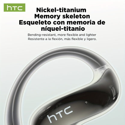 HTC NE19 Open-Ear AI Translation Earbuds with Oval Charging Case in Black, Gunmetal, Beige or Purple