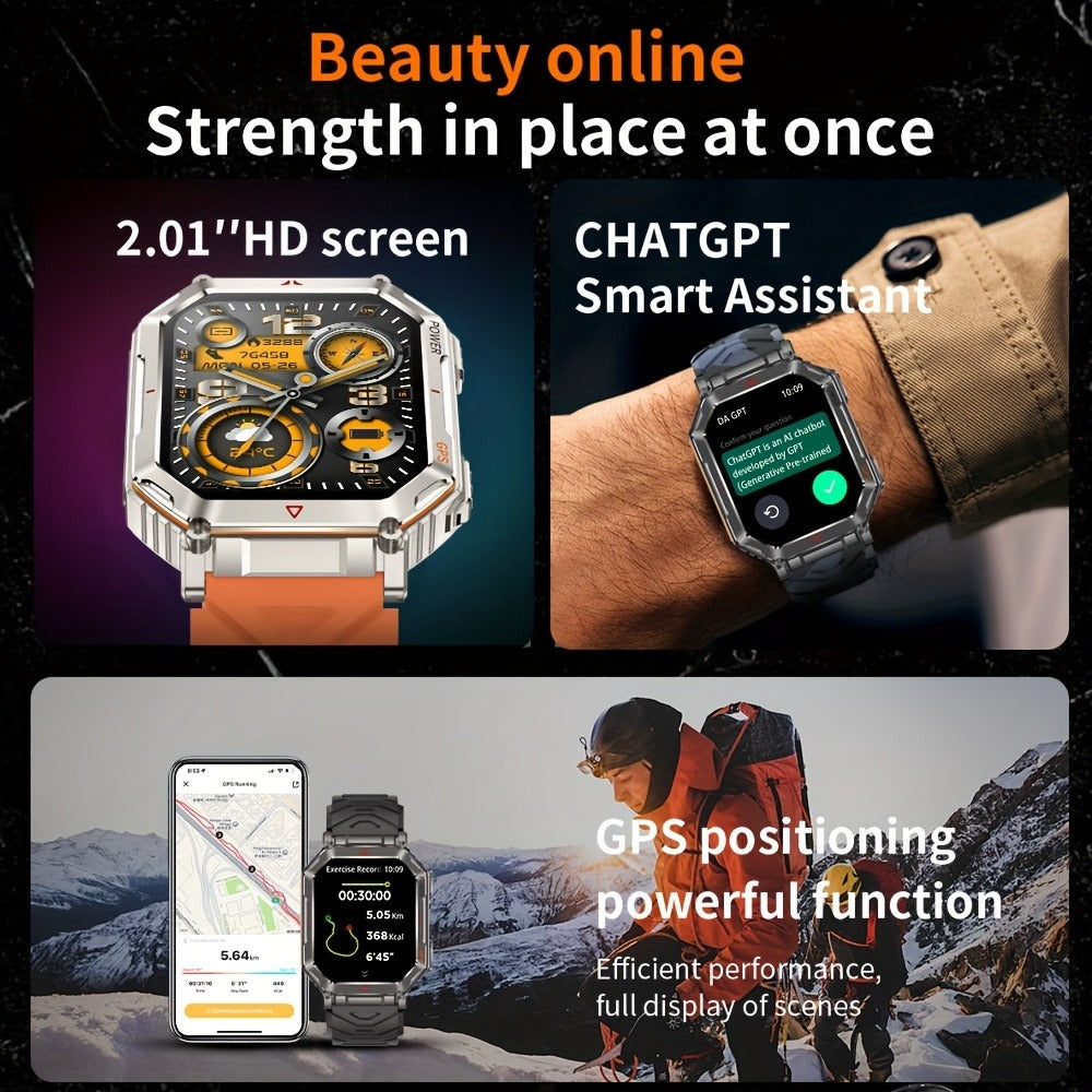 GPS Outdoor Smartwatch All-Metal Body, IPX8 Waterproof, Built-in GPS, Altimeter Barometer & Compass, LED Flashlight, Bluetooth Calling & Message Alerts, Silicone or Steel Strap – Rugged Adventure Watch for Men