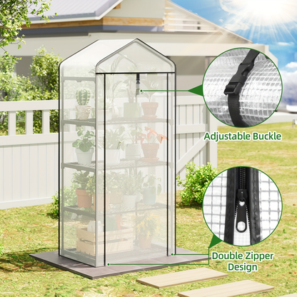 Three- or Four-Tier Mini Plant Greenhouse with Aluminum Frame and PE Cover in Four Checkout Options