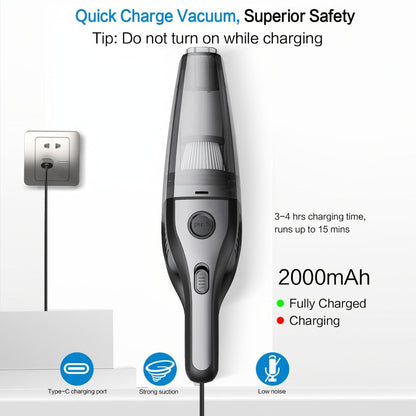 Handheld Vacuum Cleaner with 5KPa Suction, Rechargeable Battery, Crevice Tool and Six Color Bundles