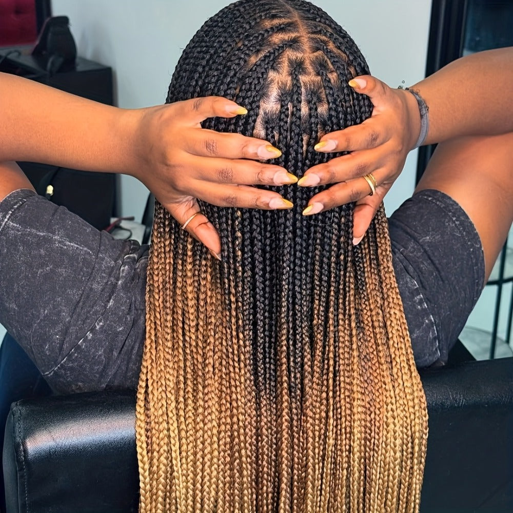 Long Box-Braid Wig with Full Lace Cap in 26- or 38-Inch Lengths and Four Lettered Color Options
