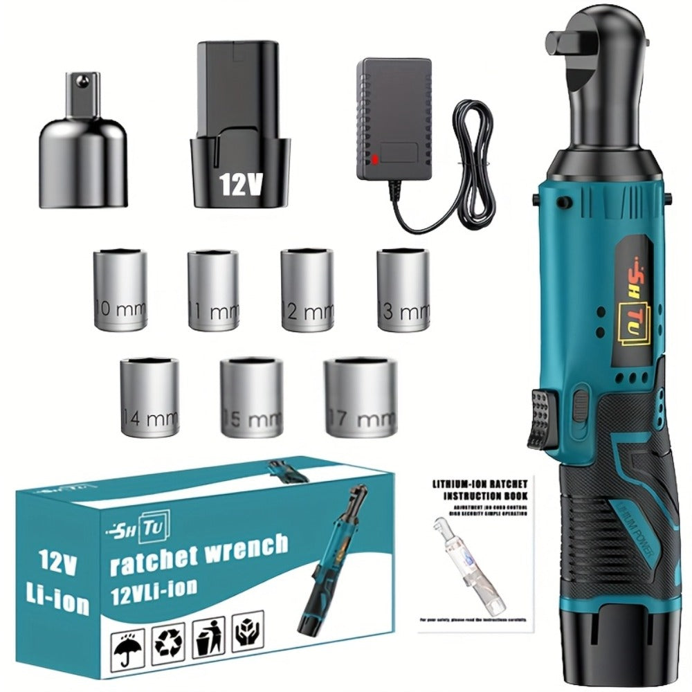 Power Tools YUNXI 12V Brushless Cordless Ratchet Wrench Kit with Batteries, Charger and Accessory Options