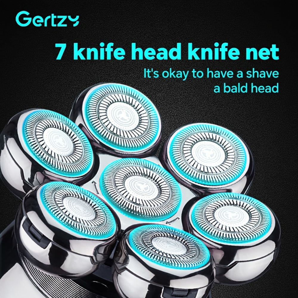 Electric Shaver 5-in-1 Rotary Grooming Kit with Hair Clipper, Nose Trimmer, Brush and Massager in Silver or Gold